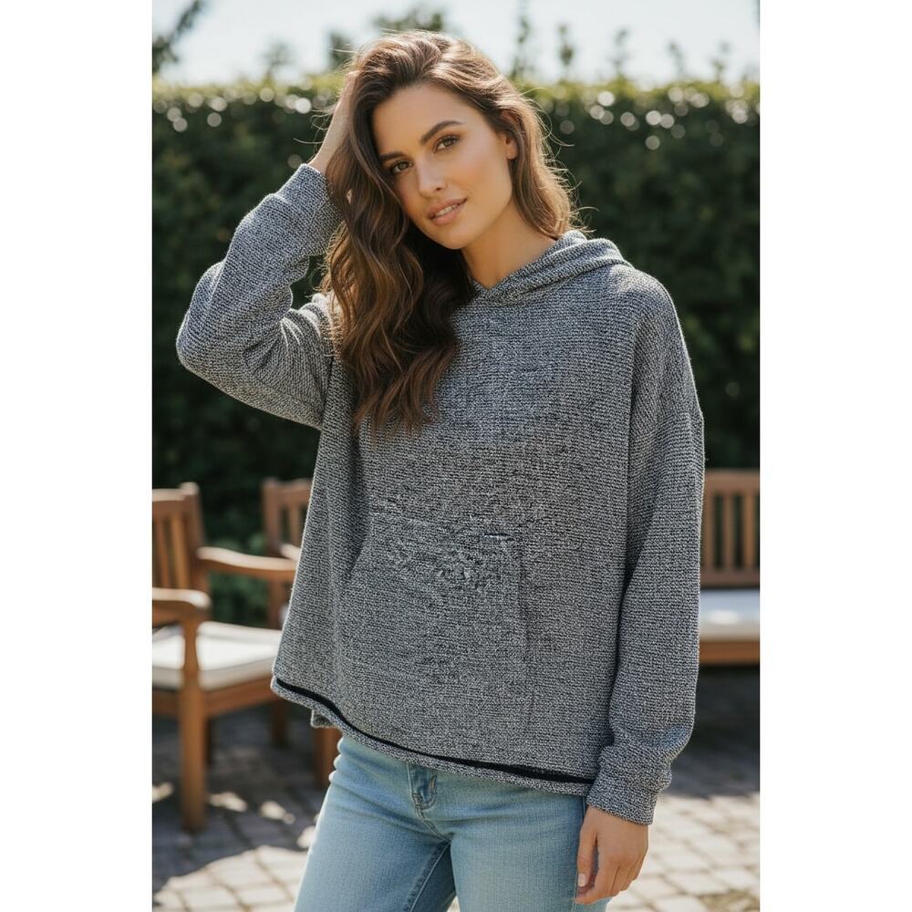 Lou & Grey Marled Gray Hoodie Sweater Small Cozy Soft Lounge Pullover